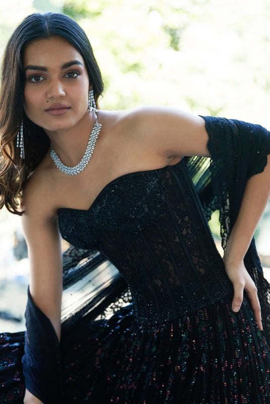 Black Corset Lehenga Choli
