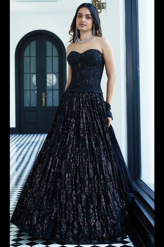 Black Corset Lehenga Choli