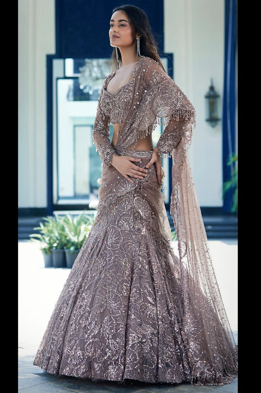 Copper Sequins Lehenga Choli
