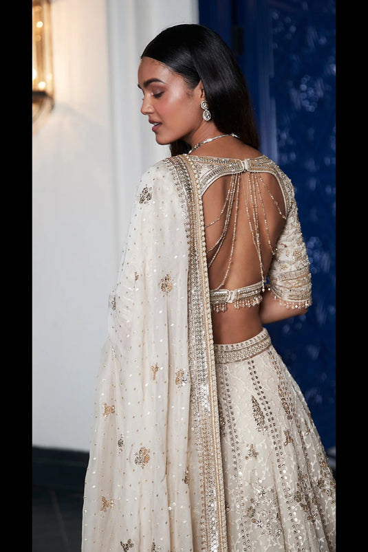 Ivory Organza Lehenga Choli