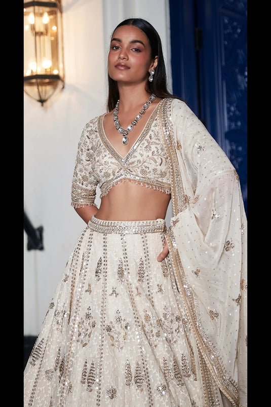 Ivory Organza Lehenga Choli