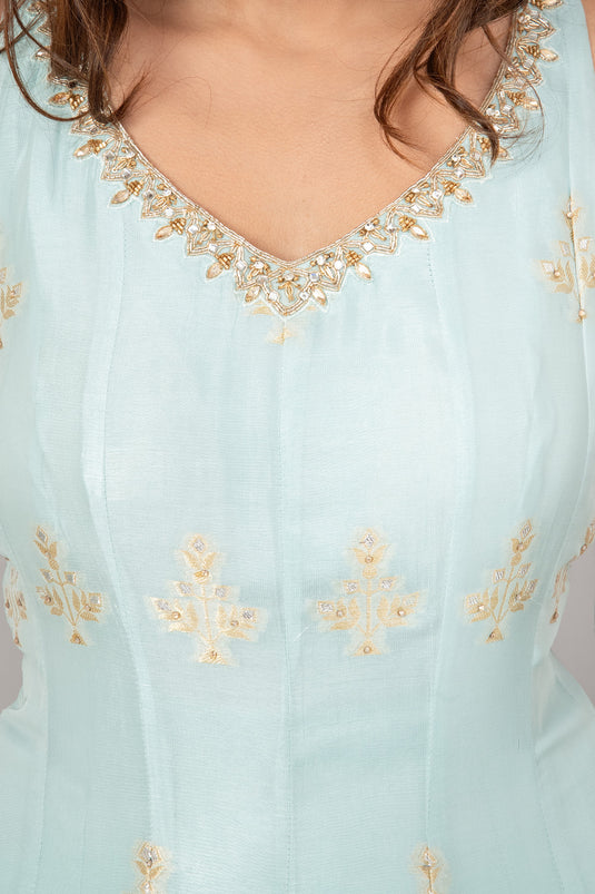 Sapphire Dream Anarkali and Palazzo Set