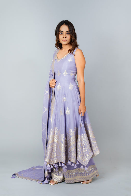 Amber Glow Anarkali and Palazzo Set