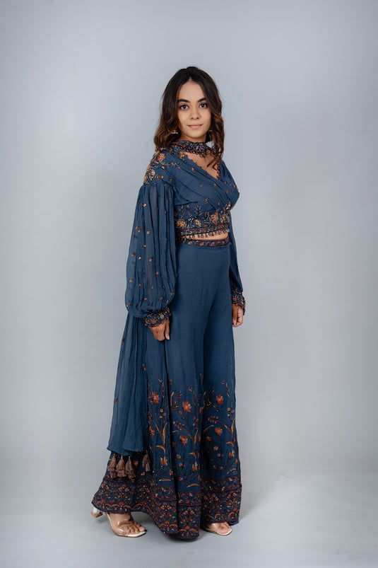 Midnight Crop Top and Palazzo Set