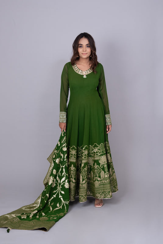 Rainforest Short Anarkali and Palazzo Set