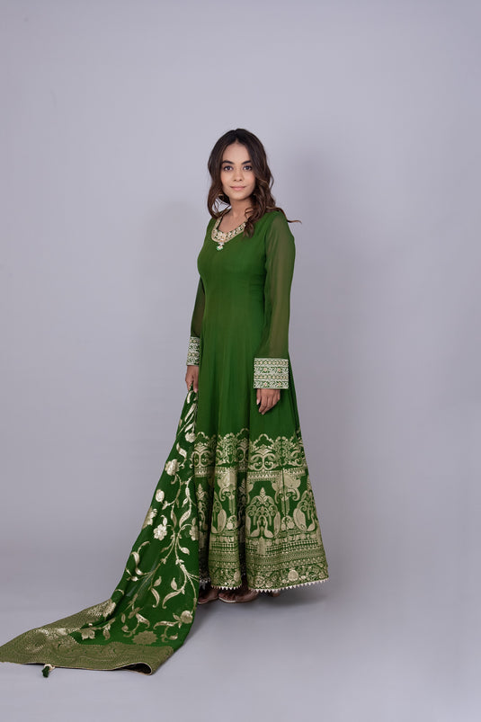 Rainforest Short Anarkali and Palazzo Set