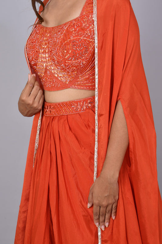 Fuchsia Crop Top Dhoti Jacket Set