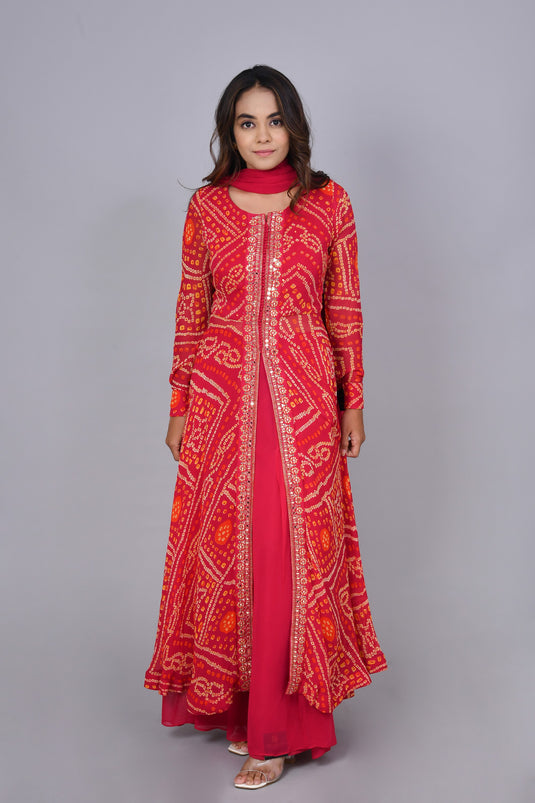 Bandhej Middlecut Short Anarkali Set