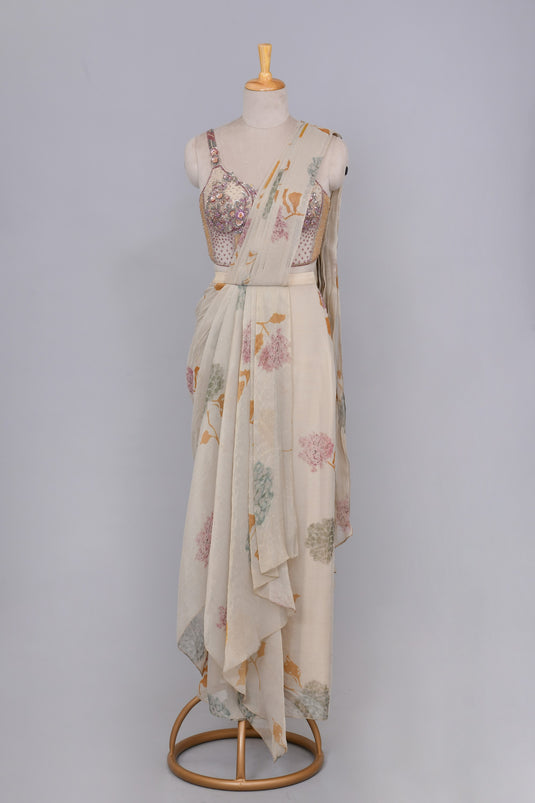 Ivory Whisper Drape Saree