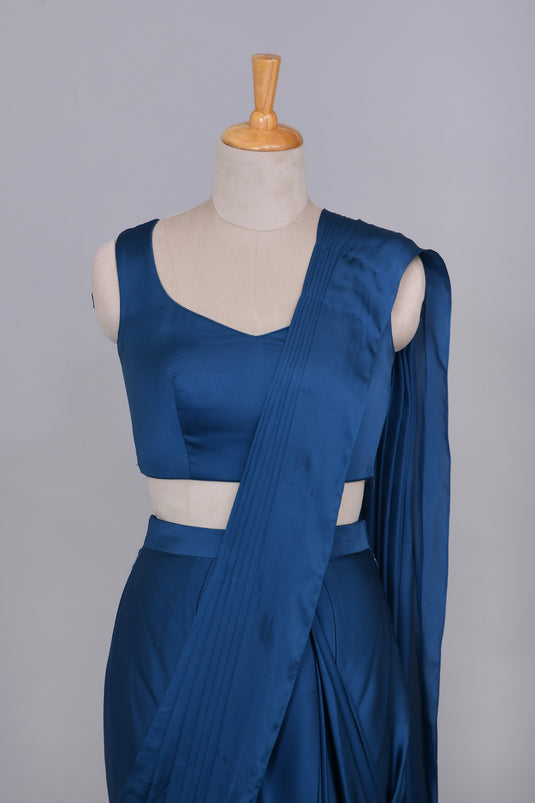 Oceanic Drape Saree With Jacket