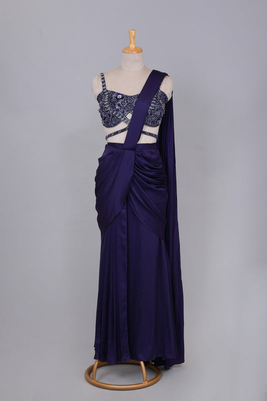 Royal Plum Drape Saree