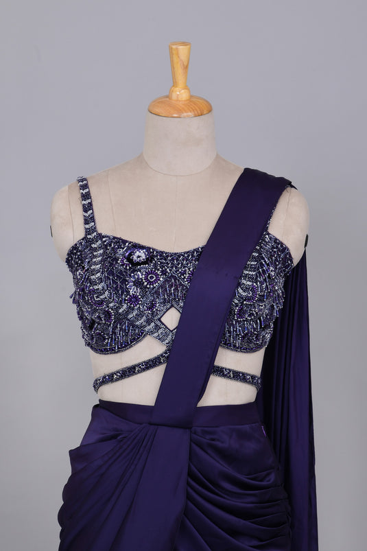 Royal Plum Drape Saree