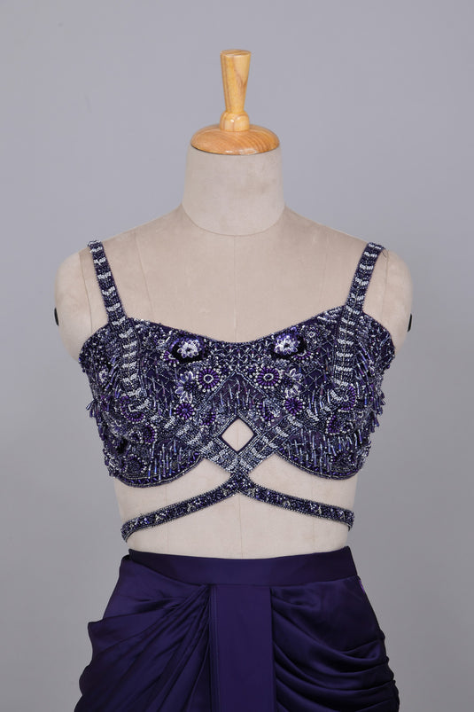 Royal Plum Drape Saree