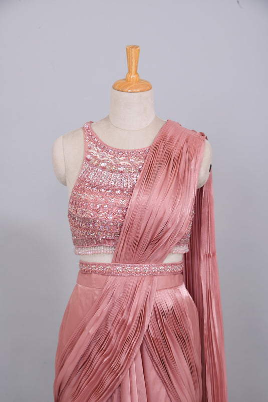 Rosewood Essence Drape Saree with Belt