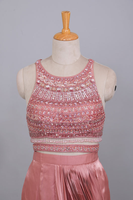 Rosewood Essence Drape Saree with Belt