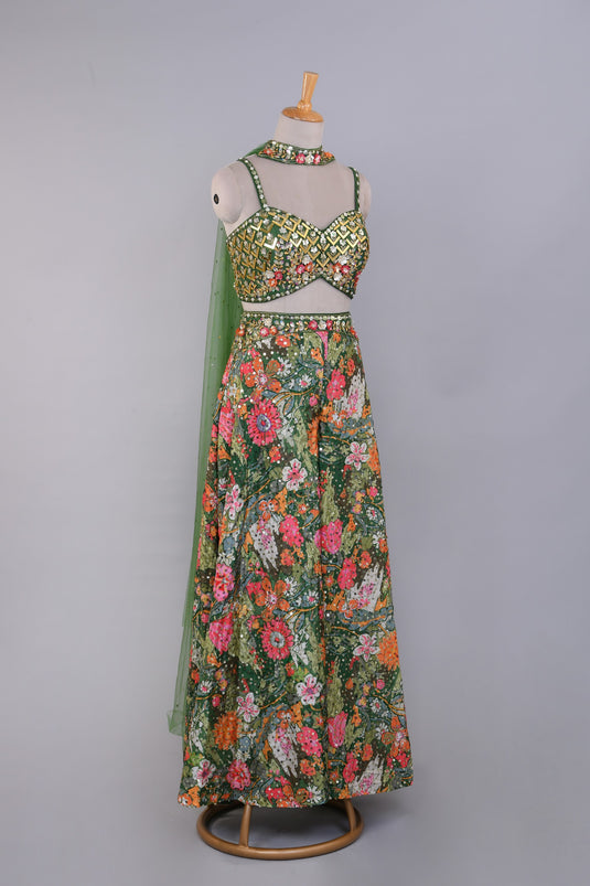 Caramine Glow Crop Top with Palazzo Set