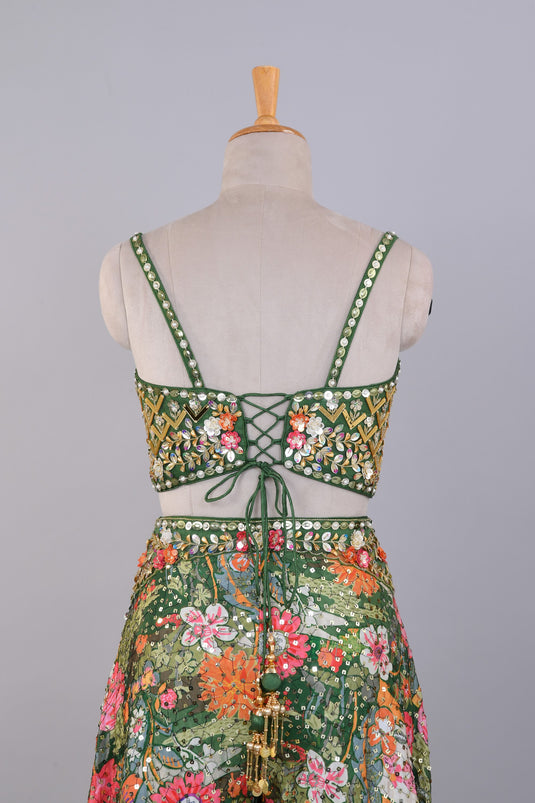 Caramine Glow Crop Top with Palazzo Set