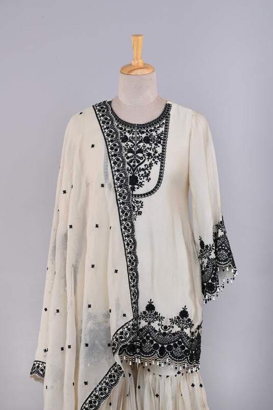 Ivory Blush Top Sharara Set