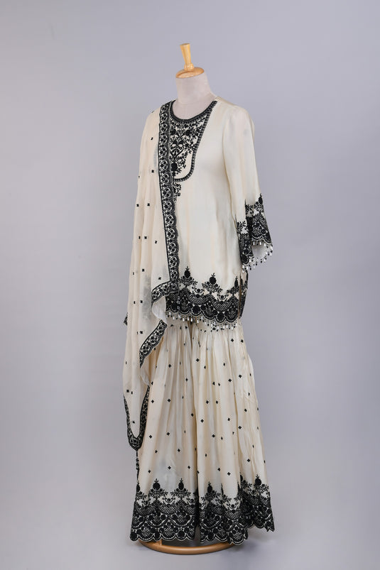 Ivory Blush Top Sharara Set