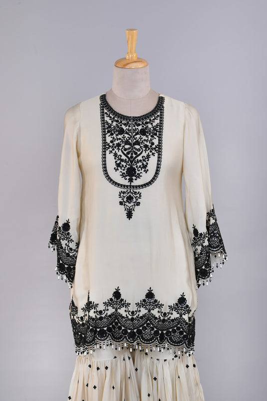 Ivory Blush Top Sharara Set