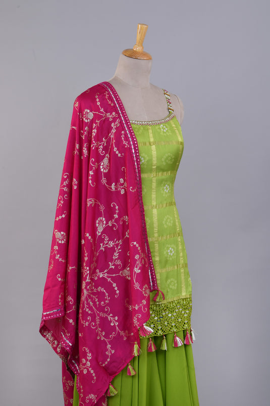 Pine Mist Top and palazzo set