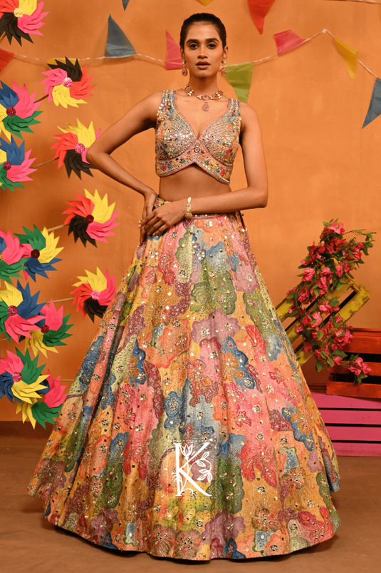 Prismatic Bloom Lehenga Choli