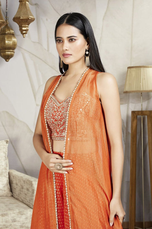 Rustic Rose Crop Top with Jacket Ensemble