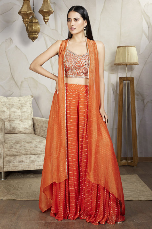 Rustic Rose Crop Top with Jacket Ensemble