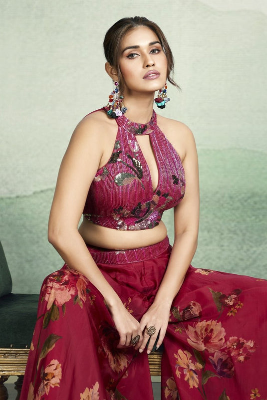 Rosette Radiance Crop top with Palazzo Set