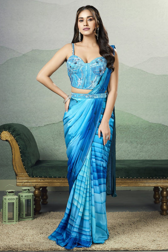 Ocean Breeze Drape Saree