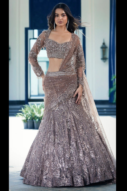 Copper Sequins Lehenga Choli