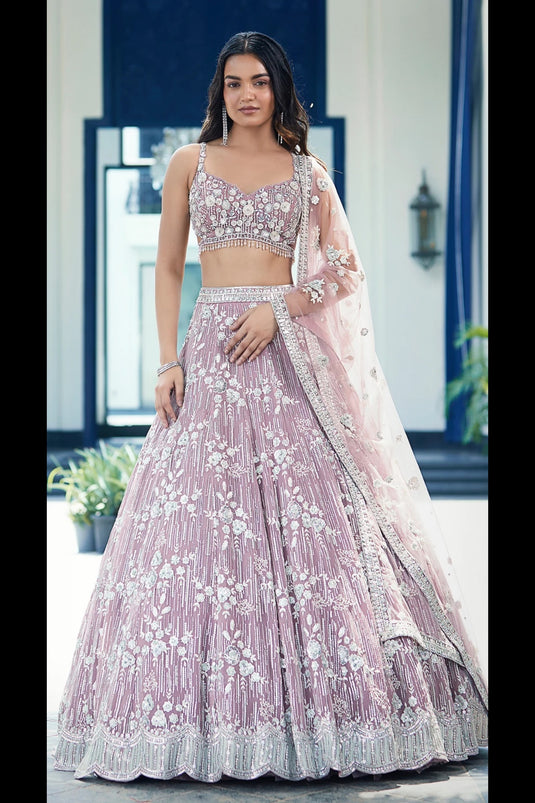 Mauve Organza Lehenga Choli