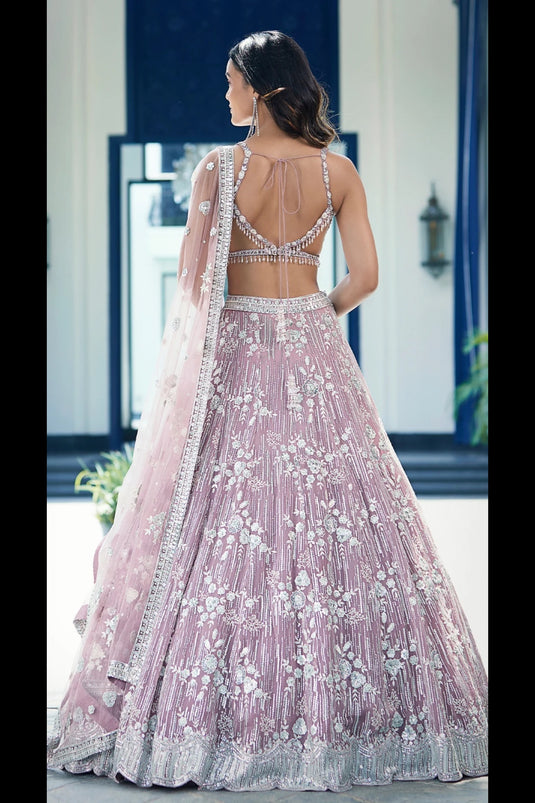 Mauve Organza Lehenga Choli