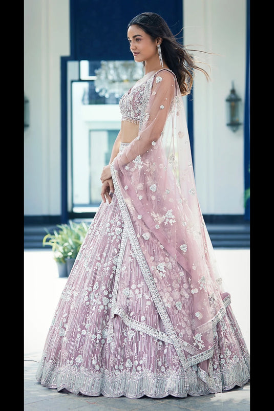 Mauve Organza Lehenga Choli