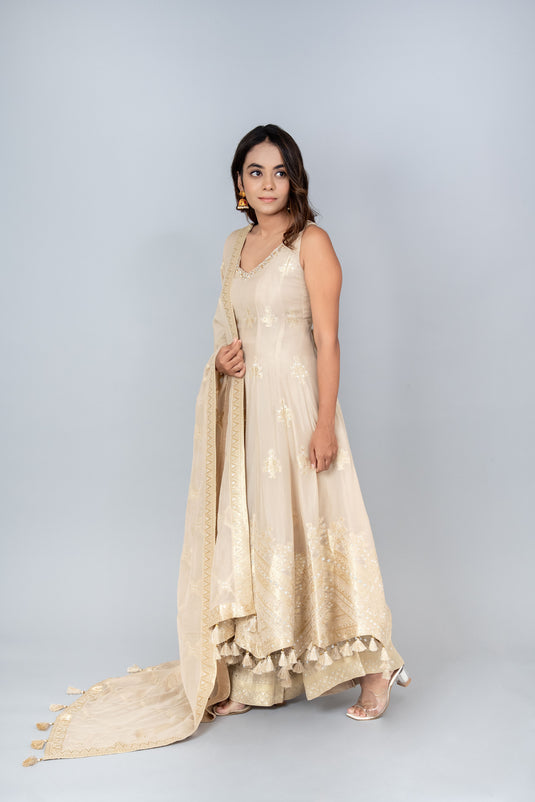 Crystal Short Anarkali and Palazzo Set