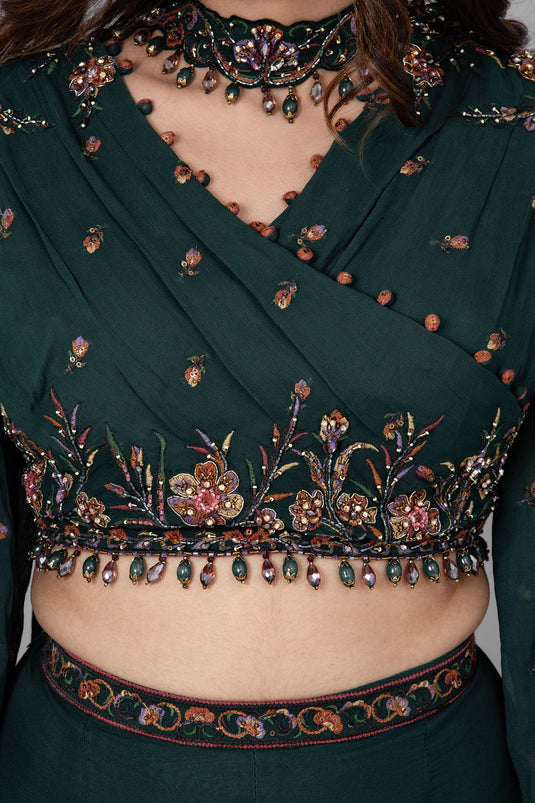 Green Envy Crop Top and Palazzo Set