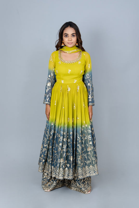 Palm Breeze Short Anarkali and Palazzo Set