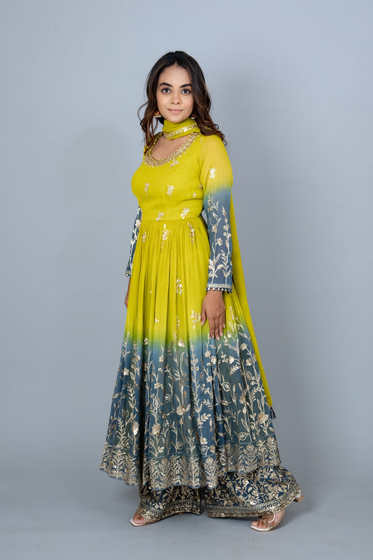 Palm Breeze Short Anarkali and Palazzo Set