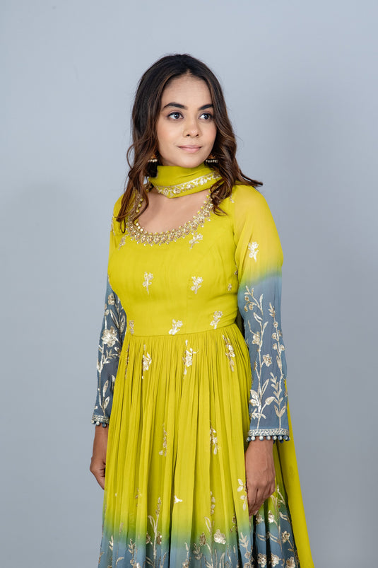 Palm Breeze Short Anarkali and Palazzo Set