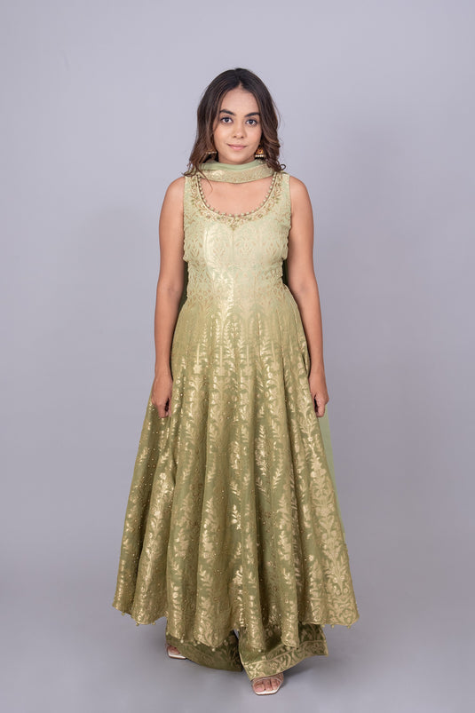 Verdure Short Anarkali and Palazzo Set