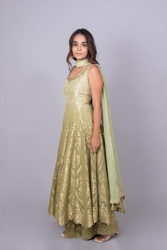 Verdure Short Anarkali and Palazzo Set