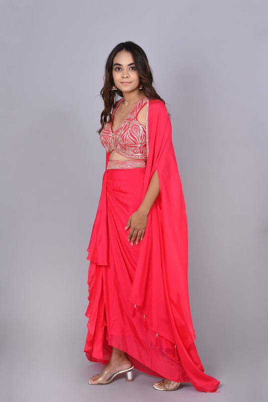 Ruby Crop Top Dhoti Jacket Set