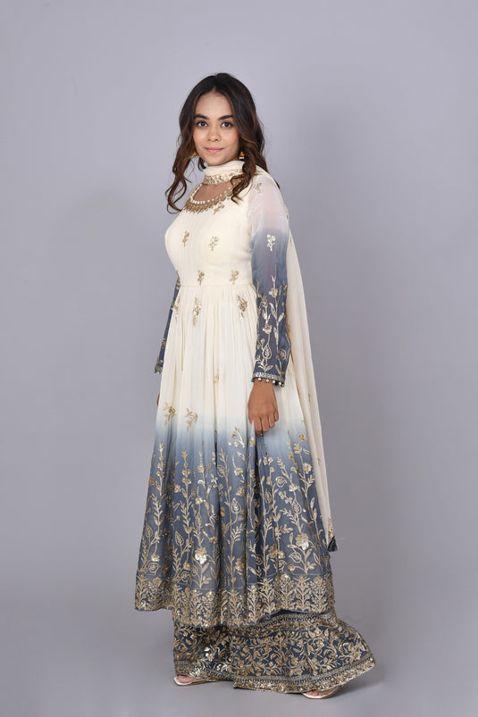 Pistachio Short Anarkali and Palazzo Set