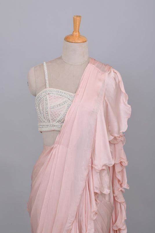 Blossom Breeze Ruffle Drape Saree