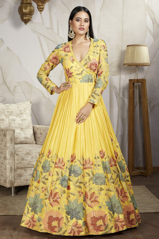 Frosted Floral Anarkali Suit